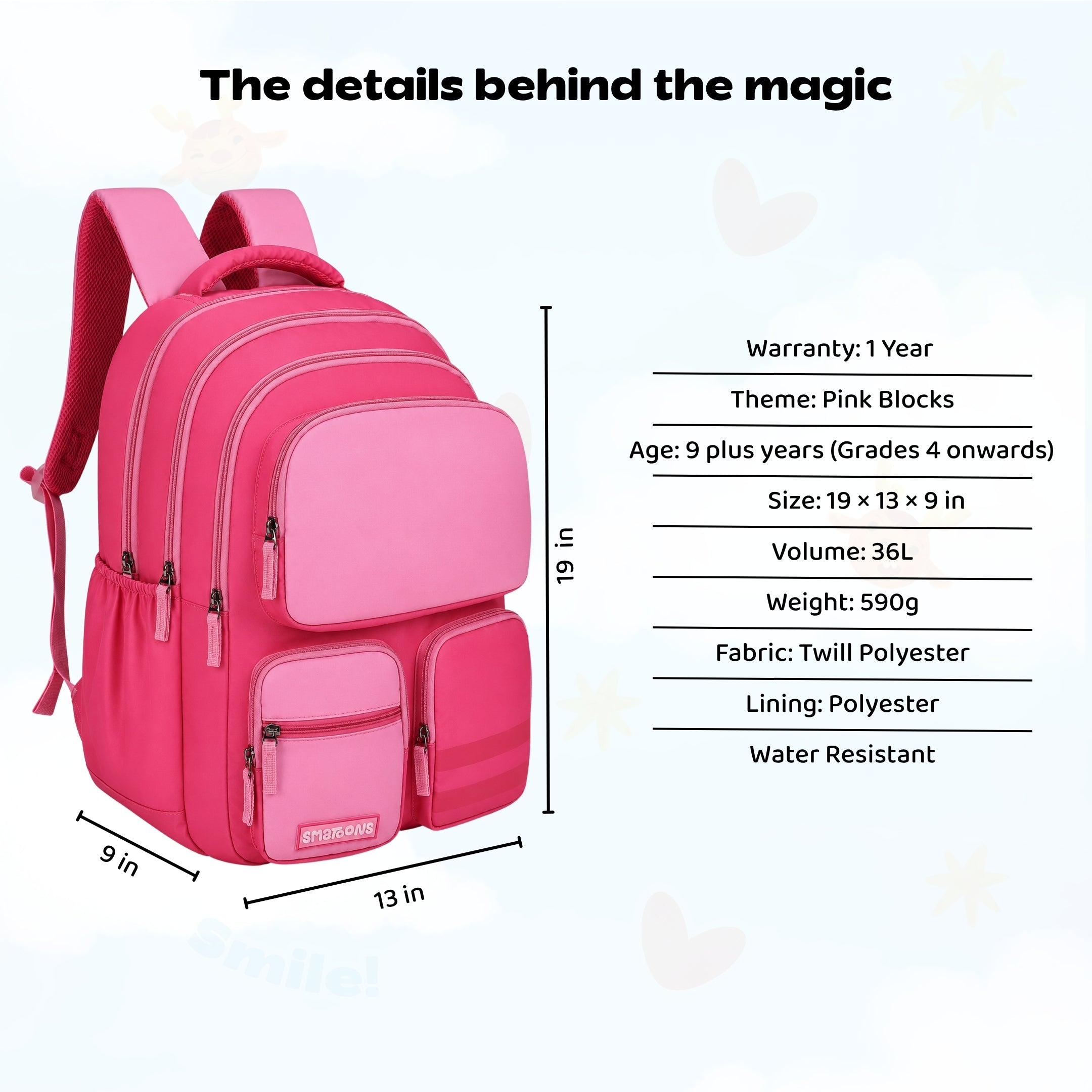 Pink Blocks Senior Dreamcatcher Backpack